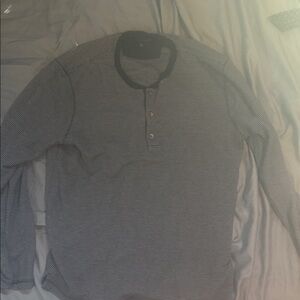 Banana Republic Black and White Striped Long Sleeve Shirt